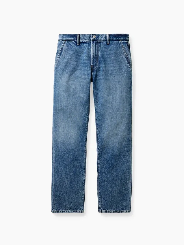 Kjøp blå, avslappede jeans med rett ben