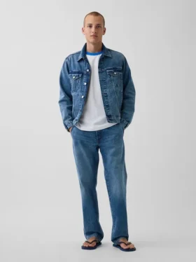 Kjøp blå, avslappet Icon-jeansjakke