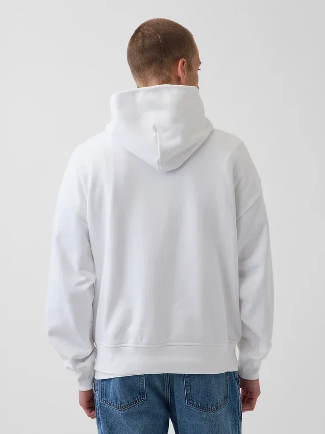 Kjøp blå, tykk French Terry-hettegenser med logo