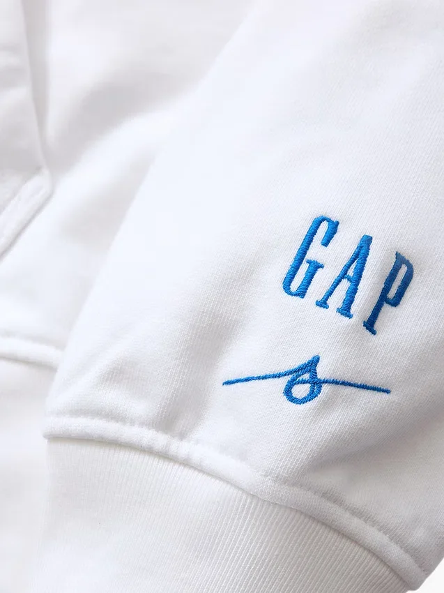 Kjøp blå, tykk French Terry-hettegenser med logo