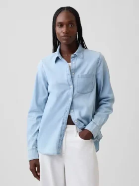 Klassisk skjorte i økologisk bomullsdenim