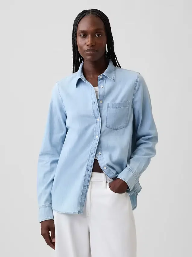 Klassisk skjorte i økologisk bomullsdenim