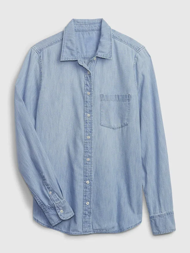 Klassisk skjorte i økologisk bomullsdenim