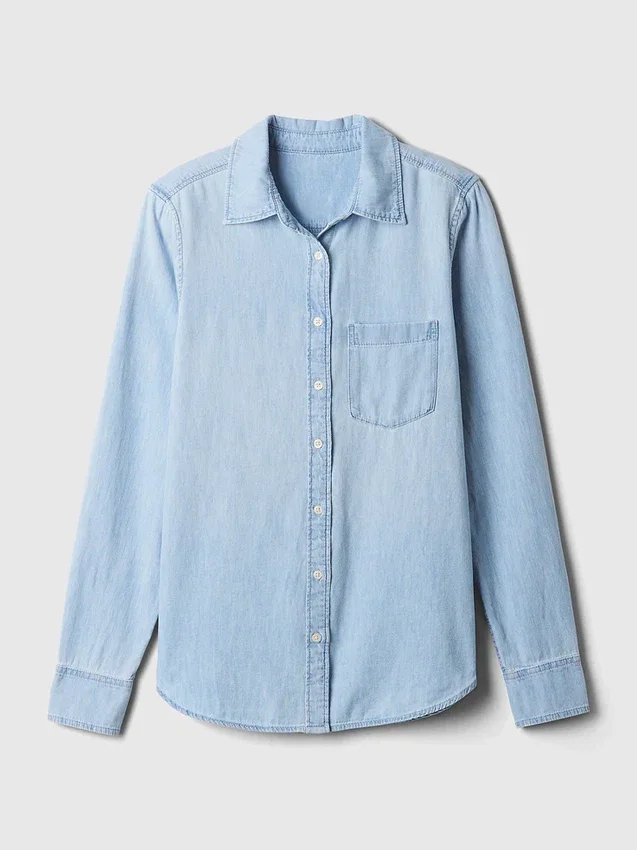 Klassisk skjorte i økologisk bomullsdenim