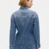 Konturert lang denimjakke