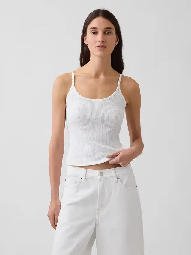 Kort cami-top i pointelle