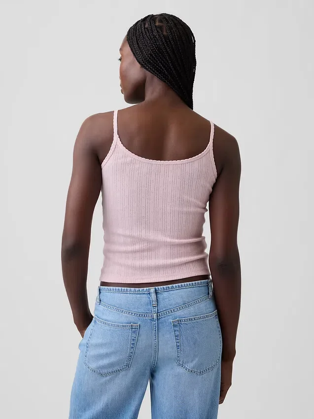 Kort cami-top i pointelle