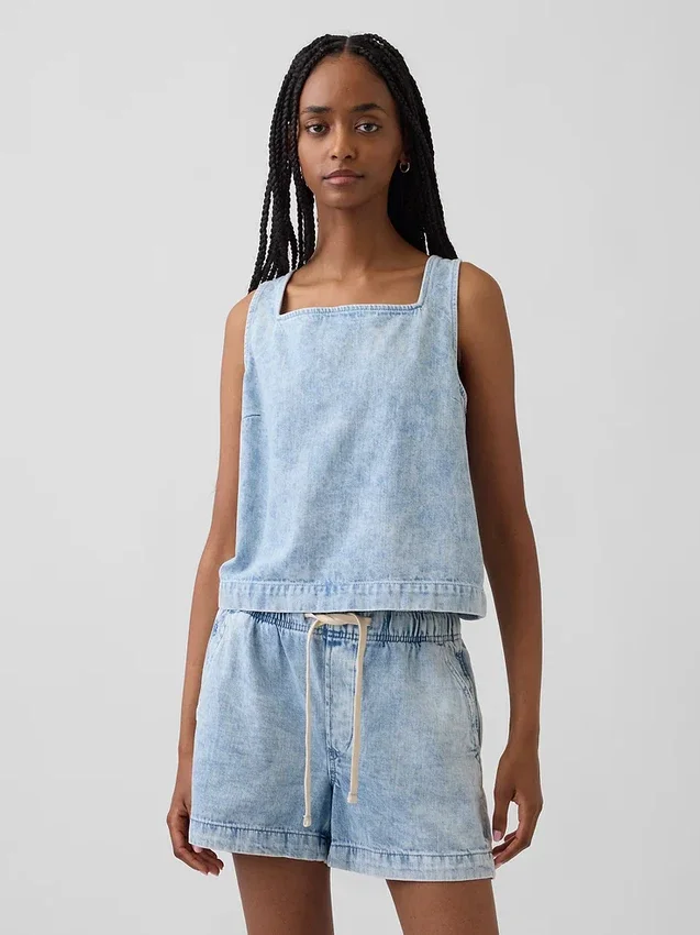 Kort denim-tanktop