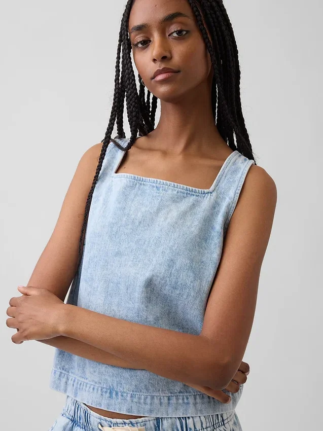 Kort denim-tanktop