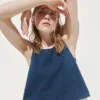 Kort denim-tanktop i bomullsgasbind