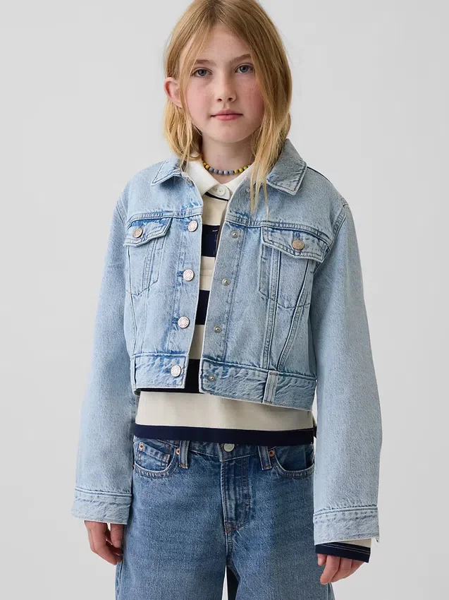Kort denimjakke for barn
