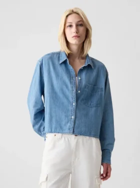 Kort denimskjorte