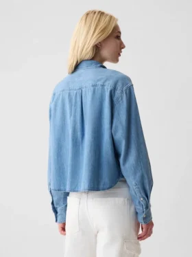 Kort denimskjorte