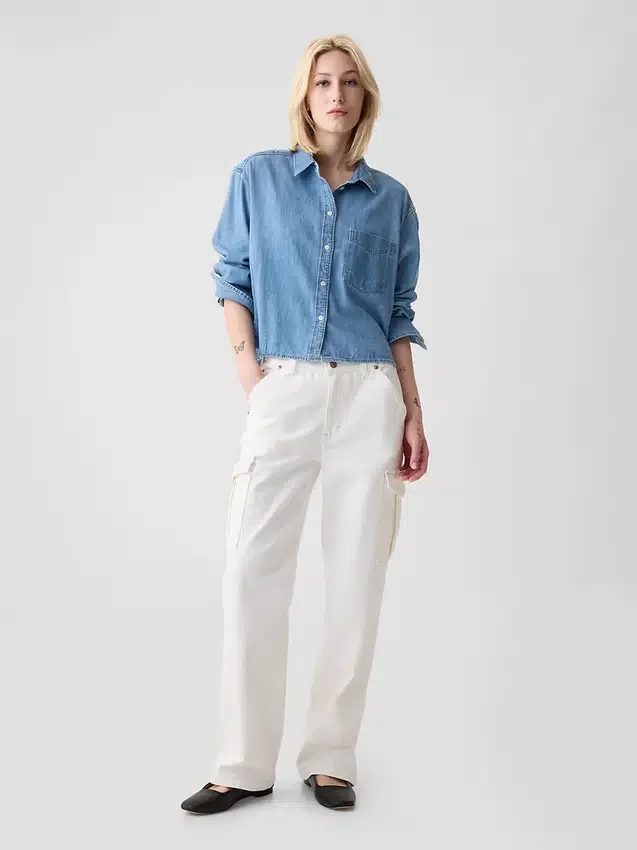 Kort denimskjorte