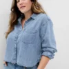 Kort denimskjorte