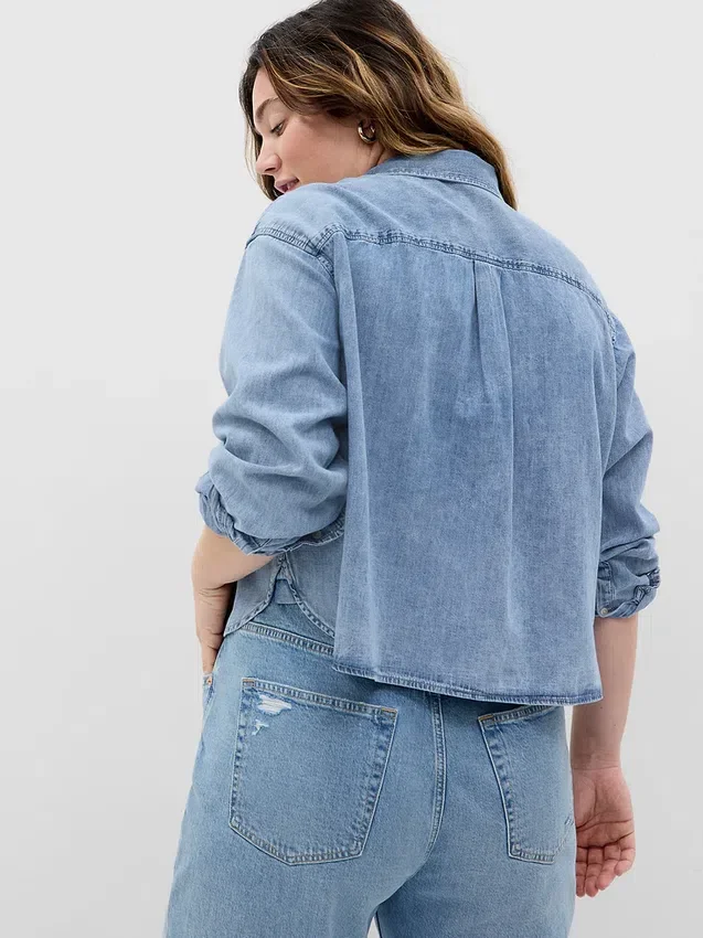 Kort denimskjorte