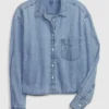 Kort denimskjorte