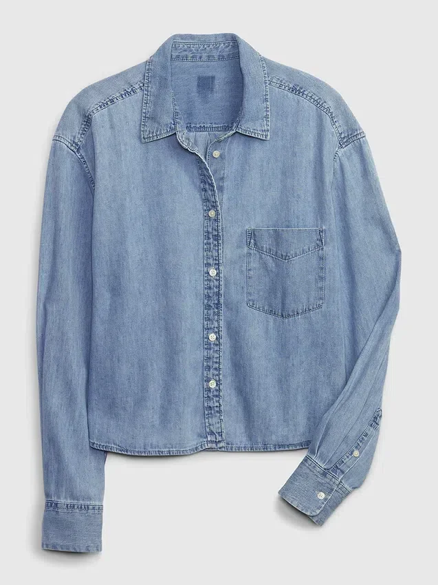 Kort denimskjorte