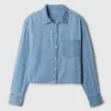 Kort denimskjorte