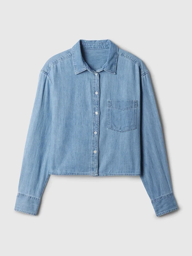 Kort denimskjorte
