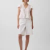Kort peplum-top i blonder og voile
