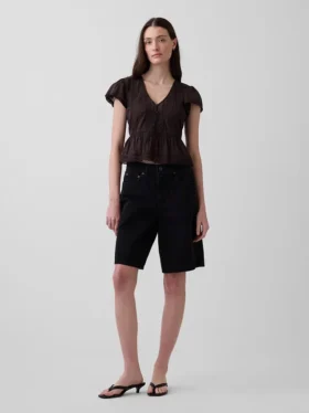 Kort peplum-top i blonder og voile