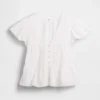 Kort peplum-top i blonder og voile