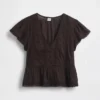 Kort peplum-top i blonder og voile