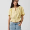Kort peplum-top i bomullsgasbind