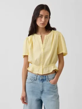 Kort peplum-top i bomullsgasbind