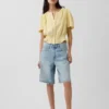 Kort peplum-top i bomullsgasbind