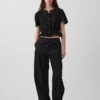 Kort peplum-top i bomullsgasbind