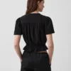 Kort peplum-top i bomullsgasbind