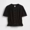 Kort peplum-top i bomullsgasbind