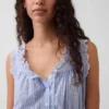 Kort peplum-top med bånd i fronten og hullkant