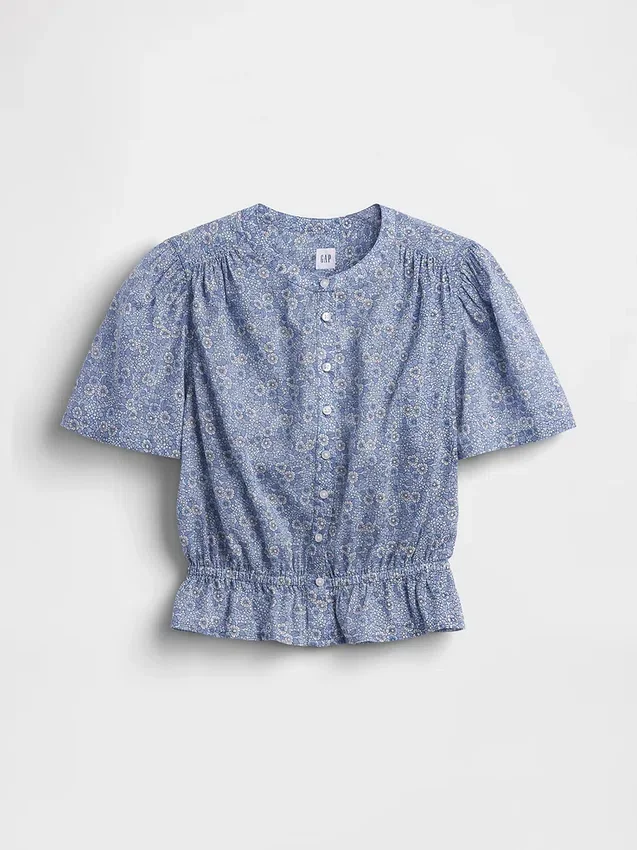 Kort peplum-top med knapper foran