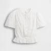 Kort peplum-top med knapper foran