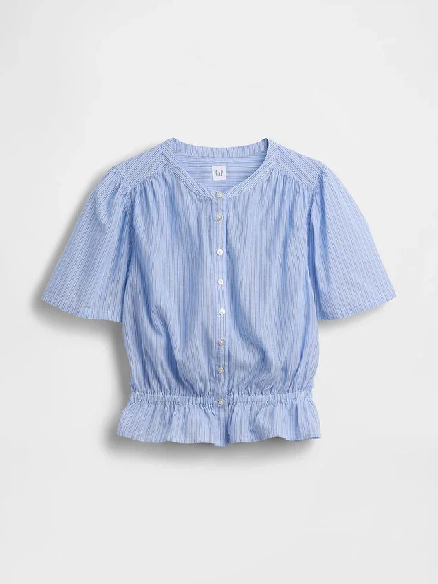 Kort peplum-top med knapper foran