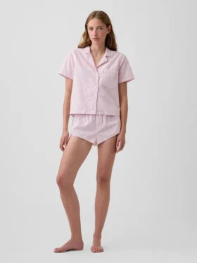 Kort pyjamas-skjorte i poplin