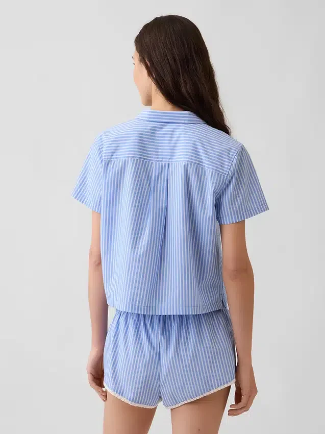 Kort pyjamas-skjorte i poplin