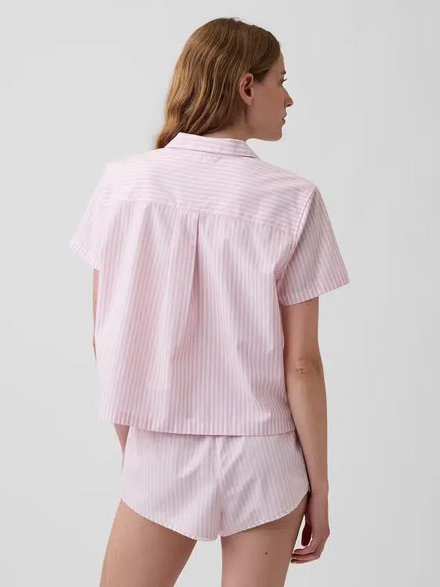 Kort pyjamas-skjorte i poplin