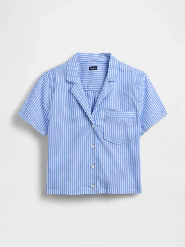 Kort pyjamas-skjorte i poplin