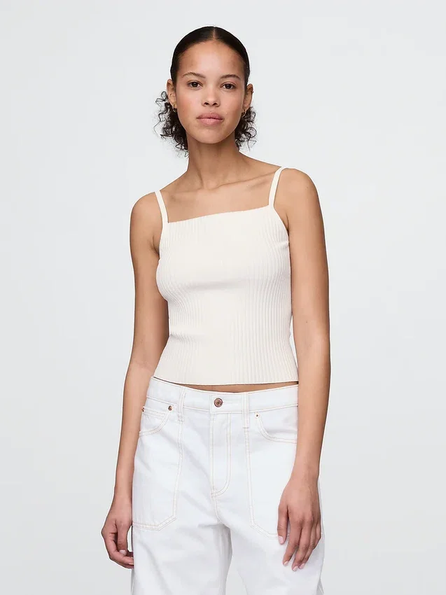 Kort ribbestrikket tank-top