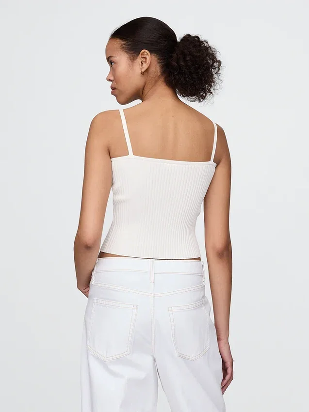 Kort ribbestrikket tank-top