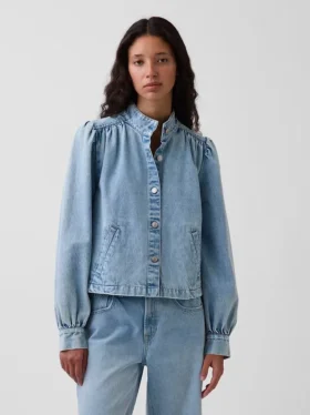 Kort swingjakke i denim