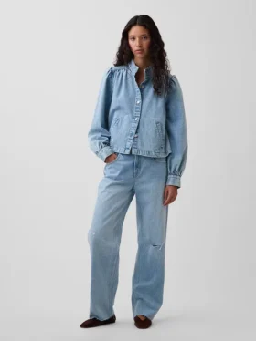 Kort swingjakke i denim