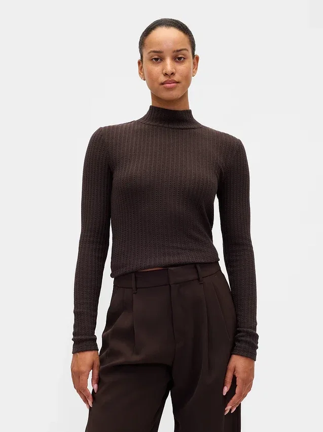 Kort turtleneck med pointelle-ribb