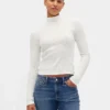 Kort turtleneck med pointelle-ribb