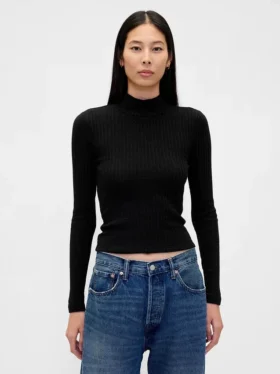 Kort turtleneck med pointelle-ribb