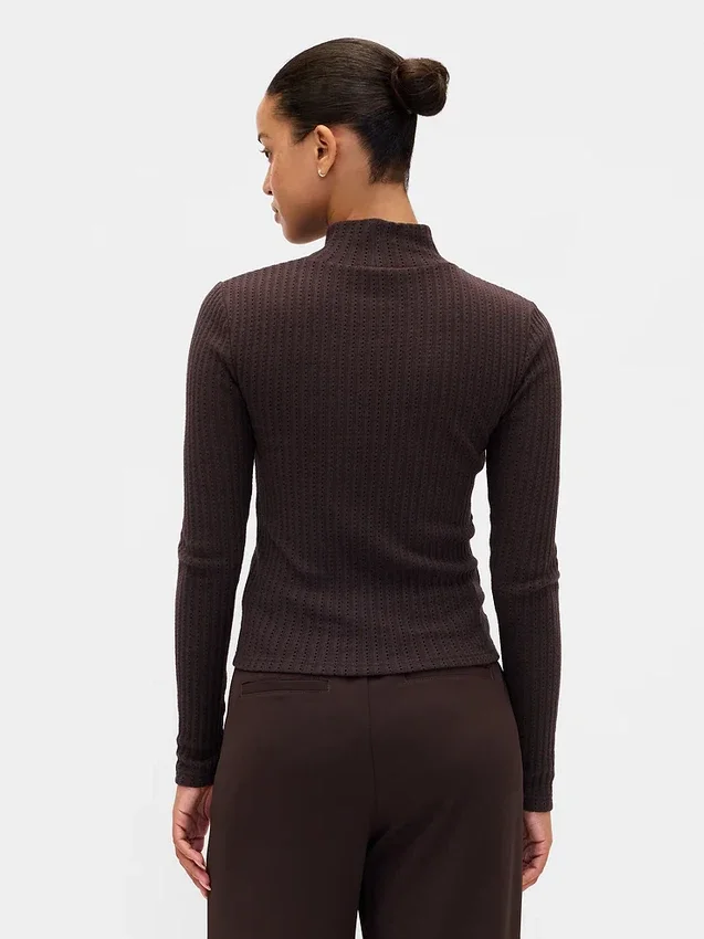 Kort turtleneck med pointelle-ribb